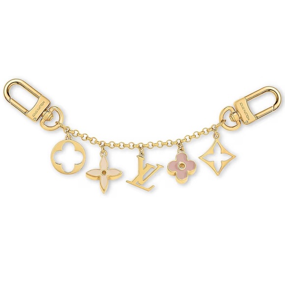 LOUIS VUITTON Fleur De Monogram Bag Charm Chain Gold